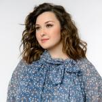 Блуза с бантом по горловине, шифон принт "теплый серый"