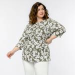Блуза базовая, принт хаки цветочный