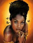 Африканская девушка и золотистые бабочки