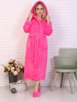 Халат велсофт длинный капюшон ХВ-0011 малина