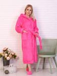 Халат велсофт длинный капюшон ХВ-0011 малина