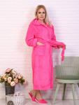 Халат велсофт длинный капюшон ХВ-0011 малина