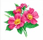 "Ветка шиповника" Рисунок на канве