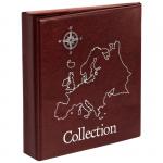 Альбом для монет OfficeSpace Карта формат Optima, 230*270 на кольцах, бордовый, 10 л., иск. кожа, АМЛТК10_45180
