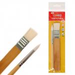 Набор кистей СИНТЕТИКА"Цветик"2 шт укороченная ручка (синтетика, дерево)