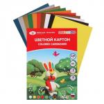 Набор цветного картона Цветик, односторонний, 220г/м2, А4, 10 цветов, 10 л