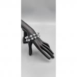 Браслет ручной работы из оцинкованной ювелирной проволоки и серых бусин в два ряда