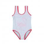 Купальник слитный в полосочку с фламинго