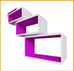 QWERTY Комплект полок Бангкок цвет белый/пурпурный, 47х27х20 см  43х23х20 см  38х18х20 см  34х14х20 см  толщина 1,8 см  /1