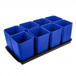 "Советский Союз" Набор для рассады пластмассовый: 8 стаканов по 0,8 л, с донышком, на поддоне, синий, ГОСТ Р 50962-96 (Россия)