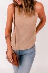 Бежевая вязаная майка в рубчик
