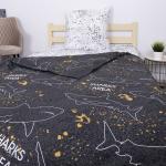 Постельное белье из поплина 862-1/863-1 Акулы (светится в темноте) 1.5 сп с 1 нав. 70/70