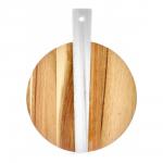 Доска сервировочная круглая с ручкой STATE, 26*34*1.5 см, белый мрамор