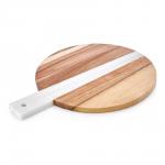 Доска сервировочная круглая с ручкой STATE, 26*34*1.5 см, белый мрамор