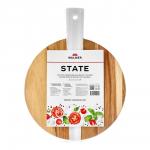 Доска сервировочная круглая с ручкой STATE, 26*34*1.5 см, белый мрамор