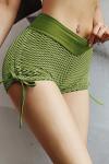 Зеленые антицеллюлитные шорты с завышенной талией и завязками по бокам