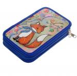 61П26/2_2621015 Пенал Лисичка на поляне, с двумя отделениями, ламинация, блестки. Non-branded