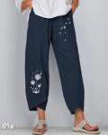 Брюки Size plus одуванчики синие M98