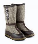 Женские теплые валенки, коричневые, войлочная подошва