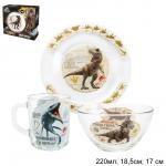 Набор посуды 3 предмета Мир Юрского периода Энциклопедия / 298309 // стекло