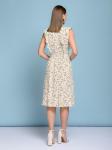 *Платье бежевое с принтом длины миди и воланами на плечах