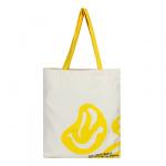 BY Сумка-шоппер, 38x42см, "Смайл желтый лен", внутр.карман, длинные ручки 58 см, ПЭ под лен