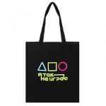 BY Сумка-шоппер, 38x42см, "Я так не играю", карман, ручки 58 см, черный ПЭ под ткань, флуор.печать