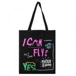 BY Сумка-шоппер, 38x42см, "Ай кэн флай", внутр.карман, длинные ручки 58 см, черный ПЭ под ткань