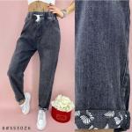 Джинсовые брюки Size Plus 5530 бабочки черно-серые Z60