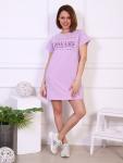 Платье кулирка с лайкрой, принт, сиреневый (846-5)