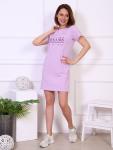 Платье кулирка с лайкрой, принт, сиреневый (846-5)