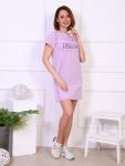 Платье кулирка с лайкрой, принт, сиреневый (846-5)