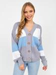 Женская Кофта Серо-бело-голубая