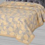 Жаккардовое покрывало (хлопок) Тропики серые