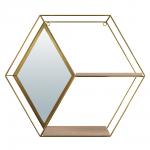 QWERTY  Подвесная полка-зеркало "Ромб", золото, 46*10*40 см / 4