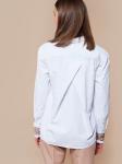 Блузка из ткани с плетеной фактурной полосой,  манжетами с репсовой лентой и эффектной спинкой.