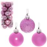 *Новогодние шары 4 см (набор 24 шт) "Микс фактур", розовый