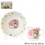 Набор посуды 2 предмета Сова 480 мл и 250 мл / C588#/18/ АКЦИЯ