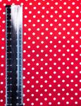 Атлас принт, мелкий горох белый на красном1
