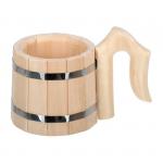 Кружка бондарная 1 л, «С лёгким паром», липа, "Банные штучки" в кор./5