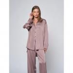 Блуза коричневого цвета в пижамном стиле