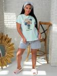 Пижама “Букетик” голубой с шортами