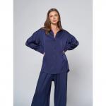 Блуза темно-синего цвета в пижамном стиле
