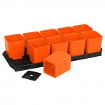 "Садовник" Набор для рассады пластмассовый: 10 стаканов по 0,3 л, с донышком, на поддоне, оранжевый, ГОСТ Р 50962-96 (Россия)