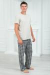 Брюки домашние мужские из кулирки клетка макси