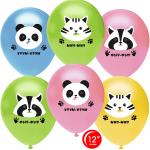 812105 12" шар пастель 1ст.рис. Милые зверята 5 шт. 79057