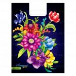 Пакет с вырубной ручкой (30х40)-60 Букет принт Нео-Пак