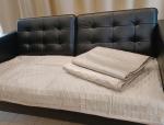 Дивандек накидки на угловой диван велюровые 3 полотна 90/210,90/160-2шт Камешки слоновая кость