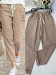 Брюки Size plus под лён Бежевые A116