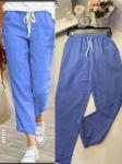 Брюки Size plus под лён Голубые A116